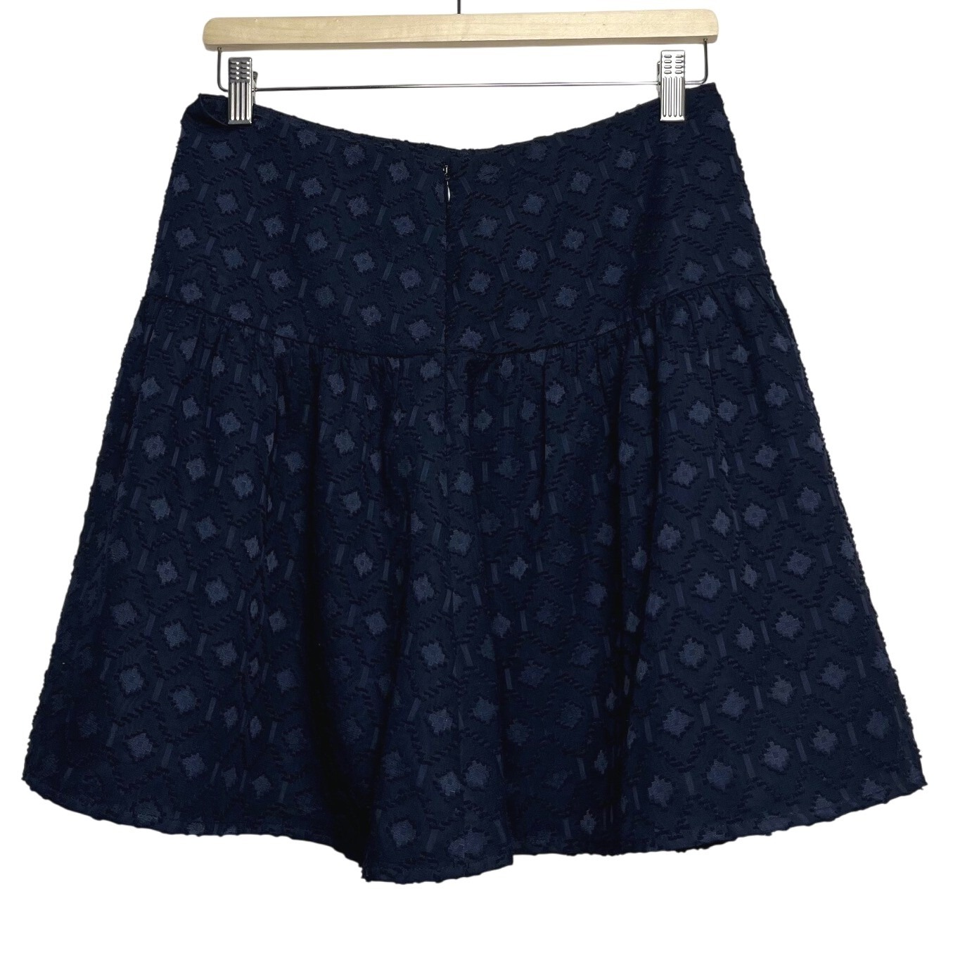 Ann Taylor Y2k Navy Blue Textured Diamond Clip Dot Tiered Mini Skirt Size 4